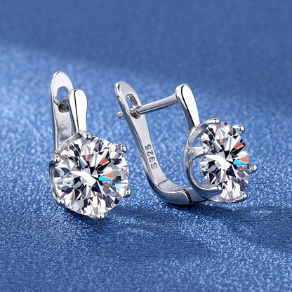 European And American Fashion Six-claw Super Flash Big Diamond Earrings
