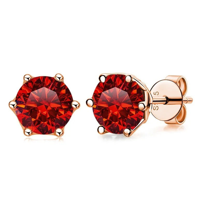 Women's Moissanite Sterling Silver 1 Karat Mulberry Stone Stud Earrings
