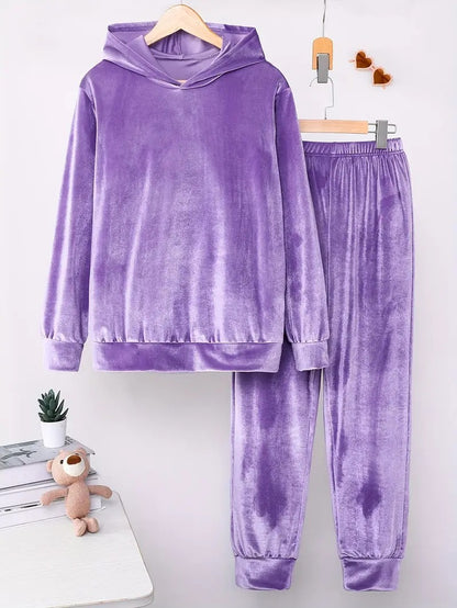 Plush Pajamas Hooded Sweater Trousers Two-piece Suit