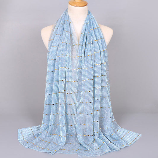 New Women's Lamp Wick Silk Sequined Scarf