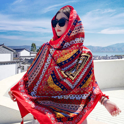 Women's Outer Scarf For Traveling In Western Sichuan Grassland
