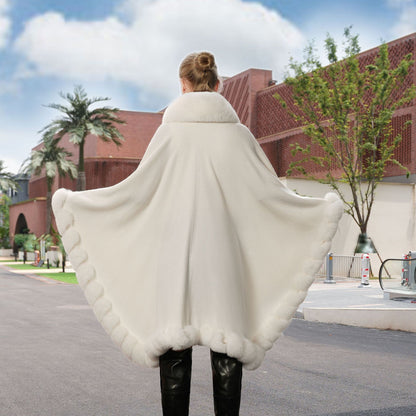 Temperament Pure Color Shawl Cape Oversized Knit Warm Cardigan