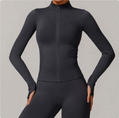 Stand Collar Zipper Yoga Clothes Warm Top Sports Running Jacket