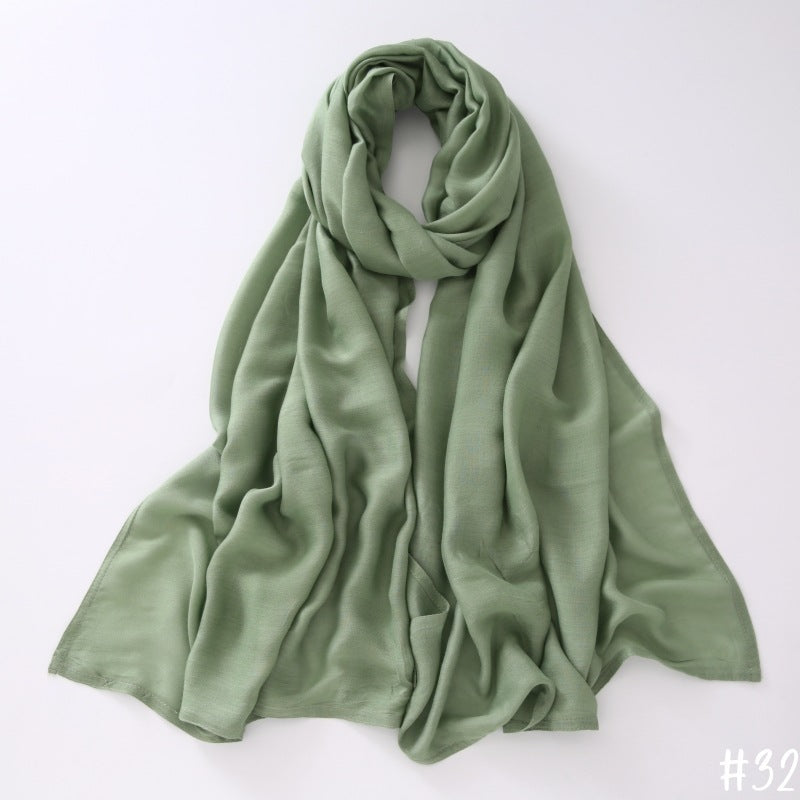 Breathable Shawl Modal Monochrome Malay Indonesian Cotton And Linen Solid Color Scarf Headcloth