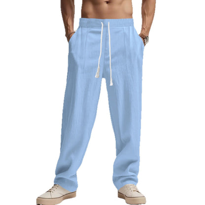 New Men's Loose Linen Leisure Wide Leg Trendy Beach
