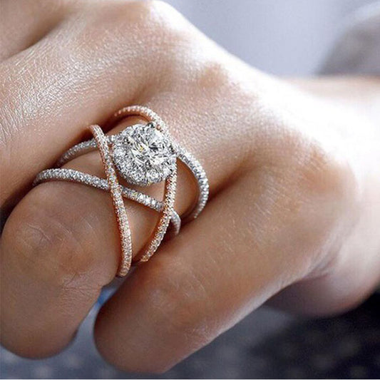 Europe And America Creative Cross Zircon Engagement Ring