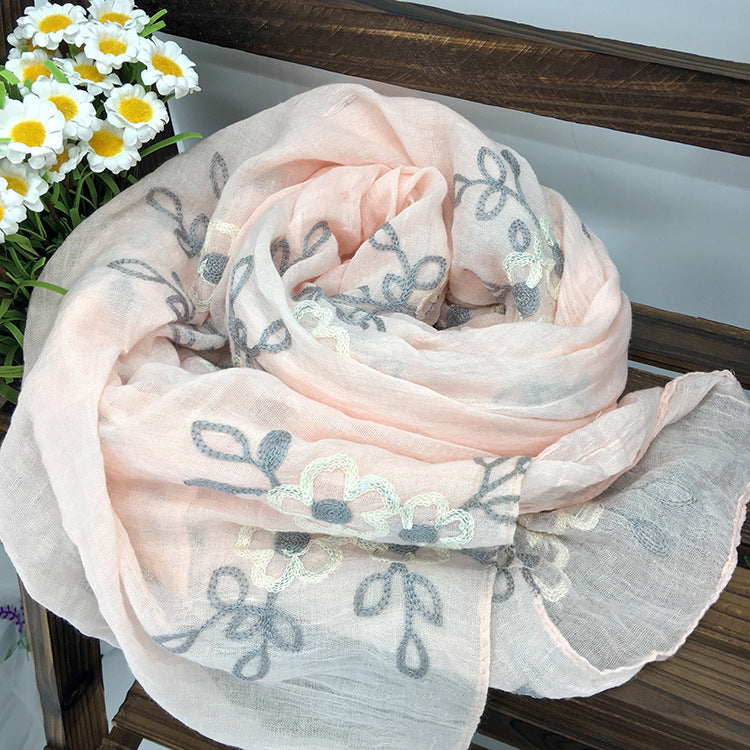 Spring And Summer Women's Artistic Ethnic Style Shawl Cotton Linen Versatile Long