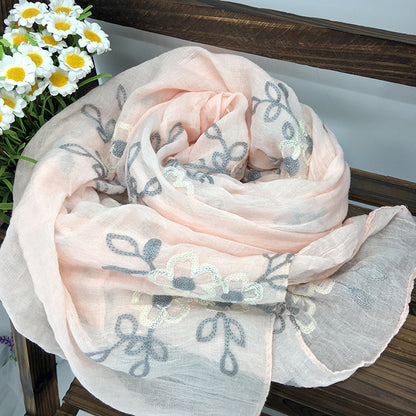 Spring And Summer Women's Artistic Ethnic Style Shawl Cotton Linen Versatile Long