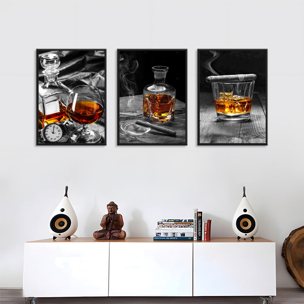 Vodka Wine Glass Still Life Triple Oil Painting Living Room Background Pendant