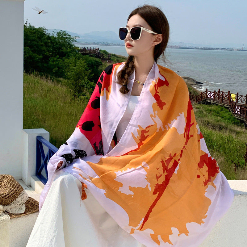 Women's Outer Scarf For Traveling In Western Sichuan Grassland