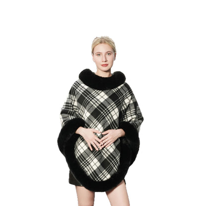 Elegant Autumn And Winter Warm Cloak Fleece-lined Thickened Fur Shawl