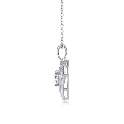 Heart-to-heart Connection - A Fashionable And Luxurious Diamond Jewelry Pendant Set With 1-carat Moissan Diamond S925 Sterling Silver And Platinum Plating