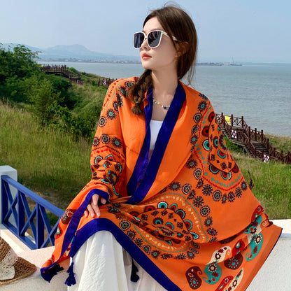Women's Outer Scarf For Traveling In Western Sichuan Grassland