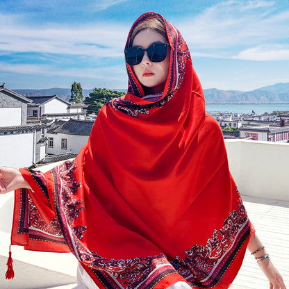 Women's Outer Scarf For Traveling In Western Sichuan Grassland