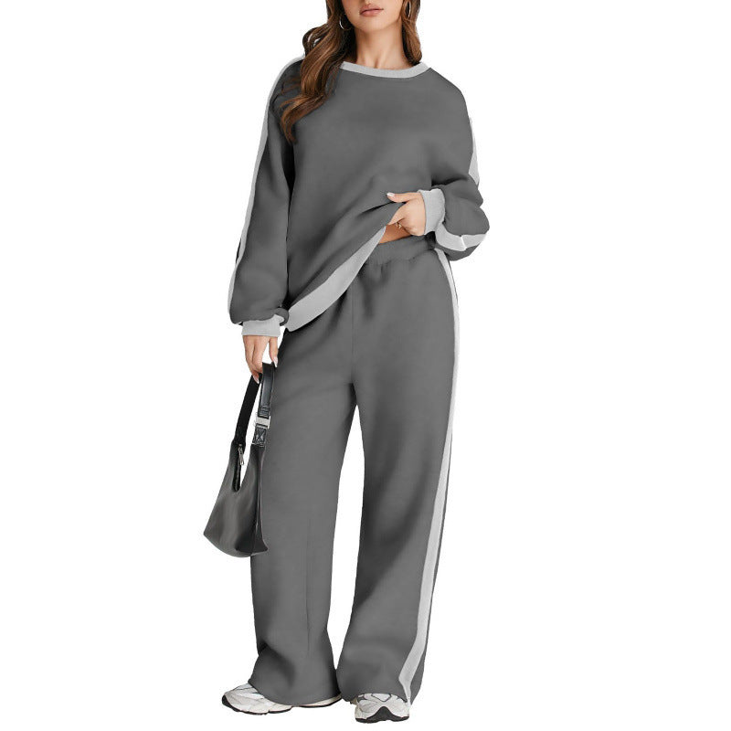 Spring And Autumn Leisure Simple Graceful Color Matching Long Sleeve
