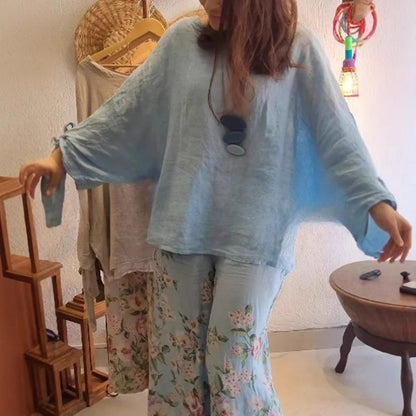 Casual And Comfortable Casual Printed Short Sleeve Top Pants Two Pieces