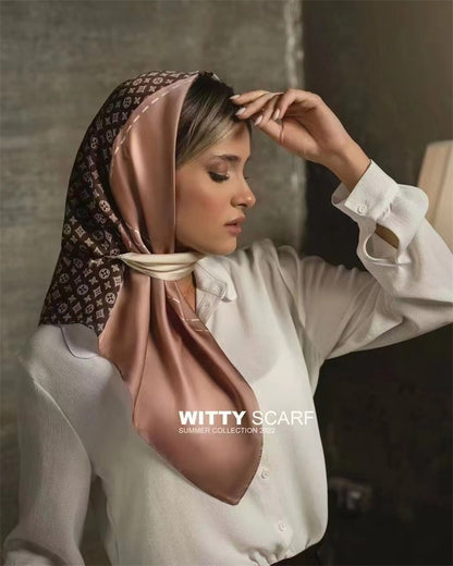 Black And White Striped Small Square Towel Silk Scarf Women's Headscarf Spring And Autumn