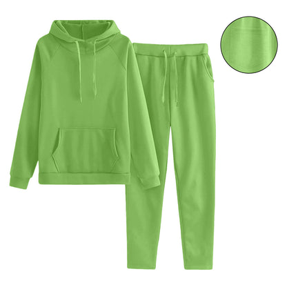 Women's Solid Color European And American Raglan Sleeve Sweater Trousers Suit