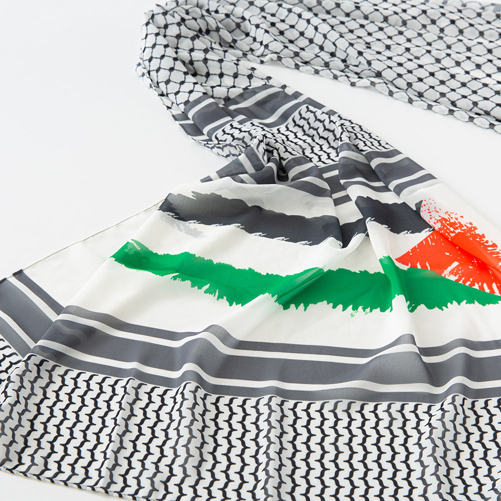 Flag Print Chiffon Scarf Arab Fashion Scarf Middle East Dubai Shawl