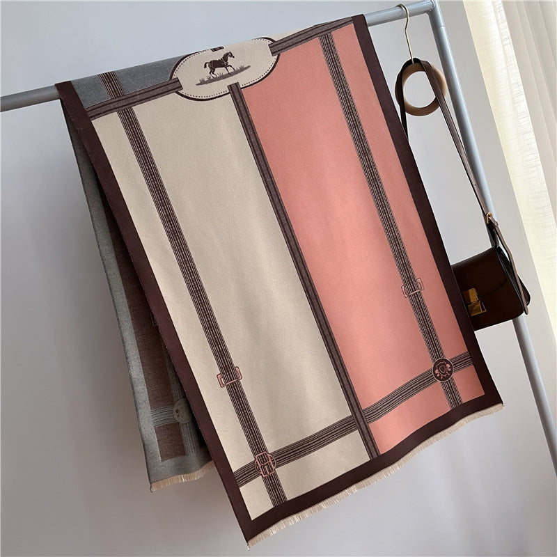 Women's Stitching Thickening Shawl Fashion