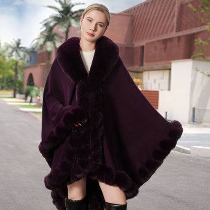 Temperament Pure Color Shawl Cape Oversized Knit Warm Cardigan