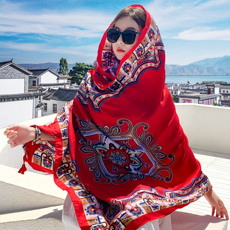 Women's Outer Scarf For Traveling In Western Sichuan Grassland
