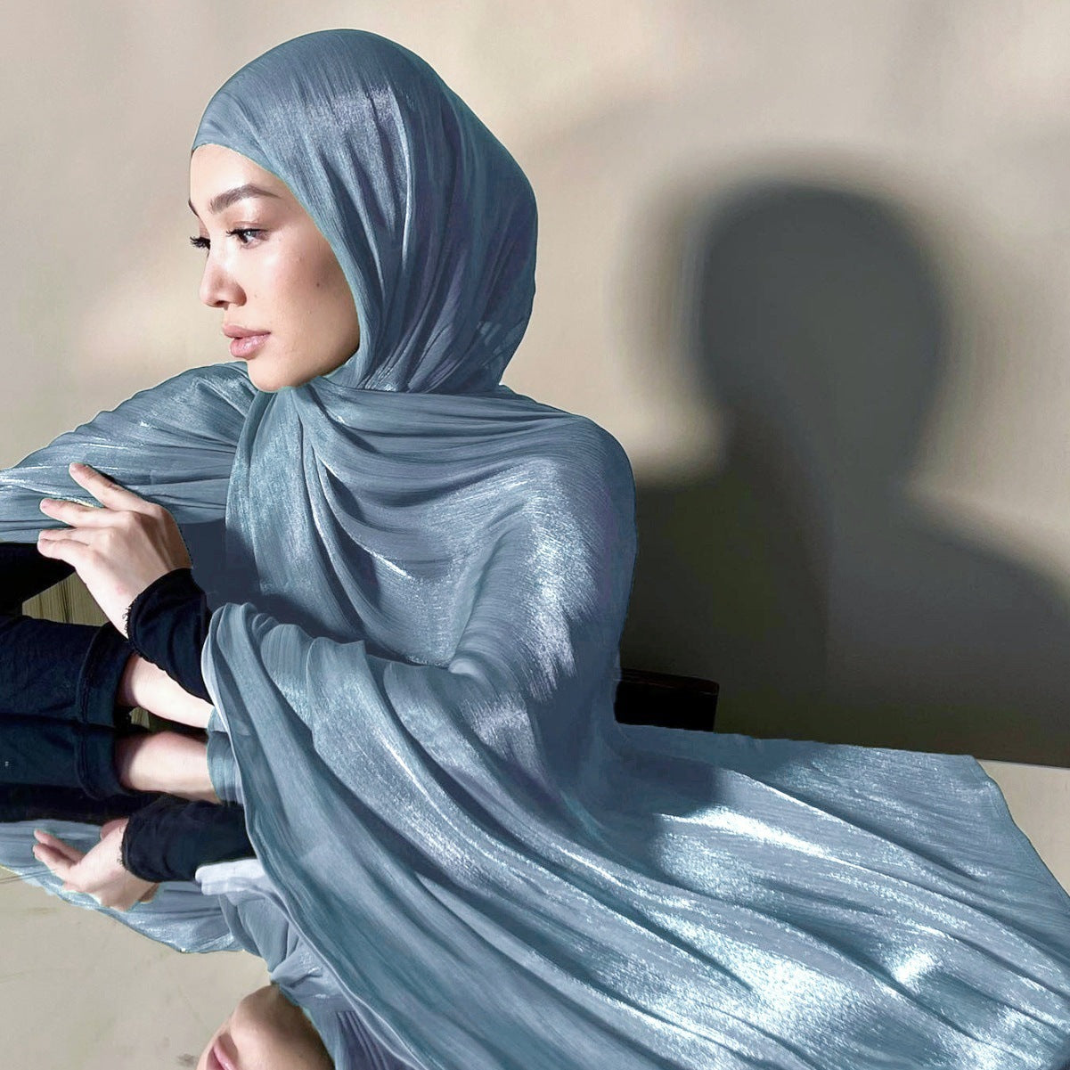 Solid Color Thin Travel Sun Protection Shawl Linen Plain Satin Scarf