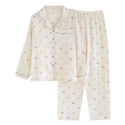 Cute Bow Crepe Pajama Set
