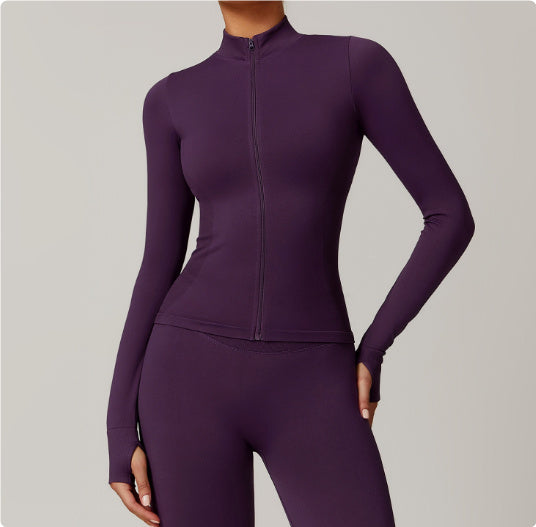 Stand Collar Zipper Yoga Clothes Warm Top Sports Running Jacket
