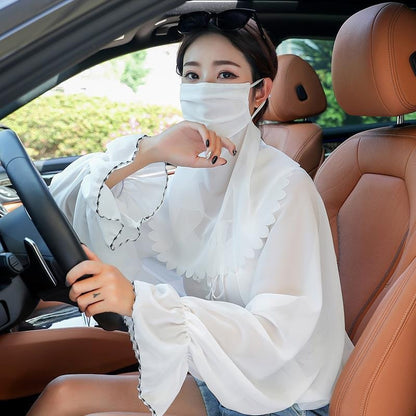 Women's Minimalist Face Mask And Neck Protection Integrated Sunscreen Clothing