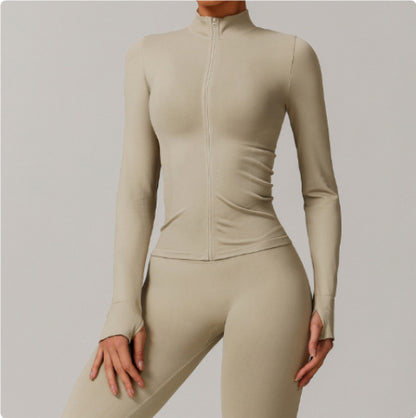 Stand Collar Zipper Yoga Clothes Warm Top Sports Running Jacket