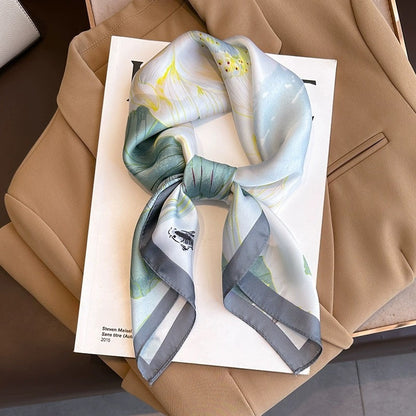 Black And White Striped Small Square Towel Silk Scarf Women's Headscarf Spring And Autumn