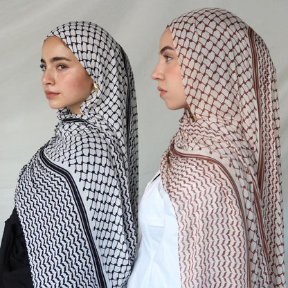 Arabic Chiffon Printed Plaid Scarf