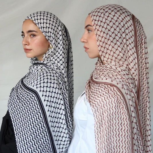 Arabic Chiffon Printed Plaid Scarf