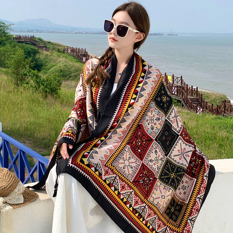 Women's Outer Scarf For Traveling In Western Sichuan Grassland
