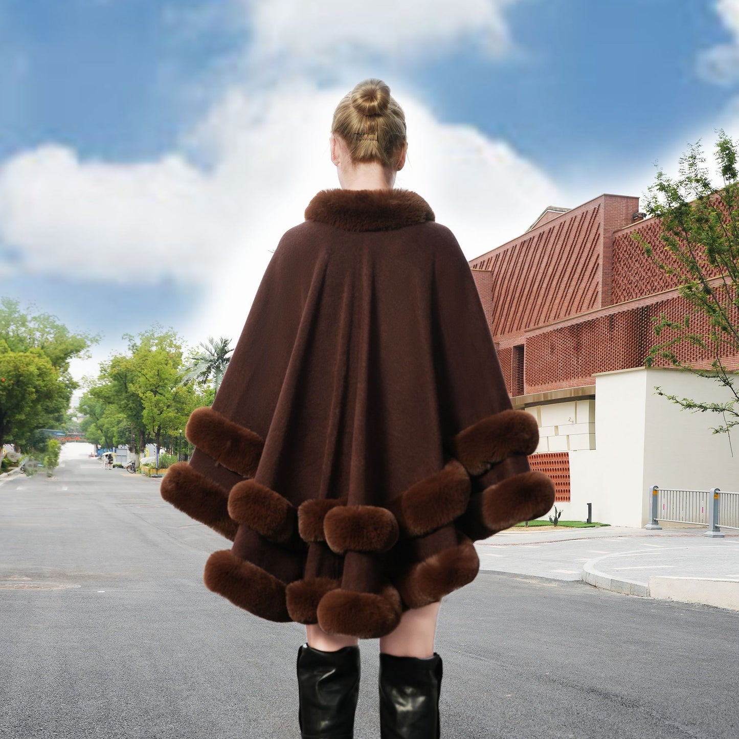 Plus Size Loose And Elegant Cloak All Match Dress Fur Shawl