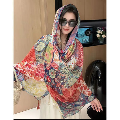 Popular Ethnic Style Shawl Summer Travel Wear Retro Buckle Sun Protection Coat