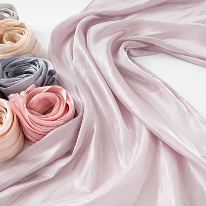 Solid Color Thin Travel Sun Protection Shawl Linen Plain Satin Scarf