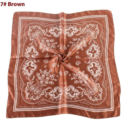 Vintage Paisley Flower Satin Plain Scarf