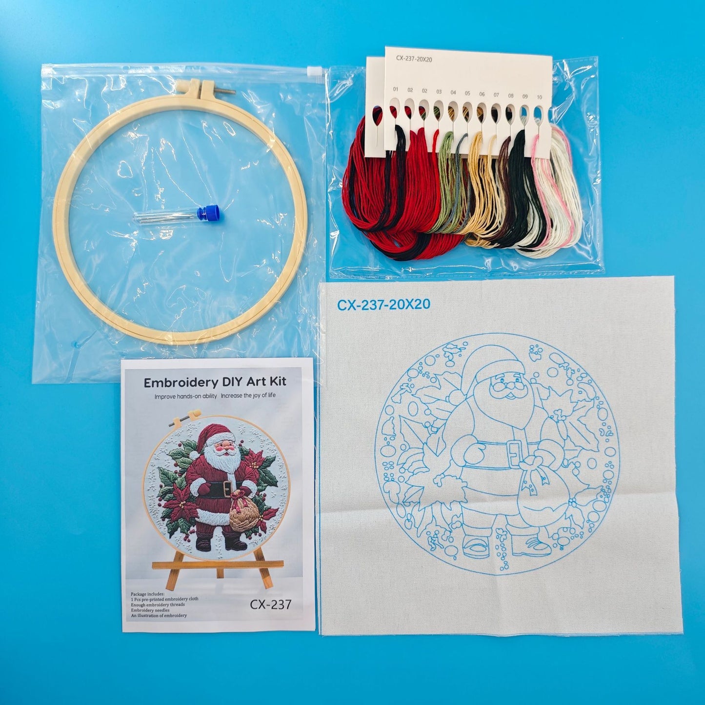 Santa Claus Embroidery Kit Material Package