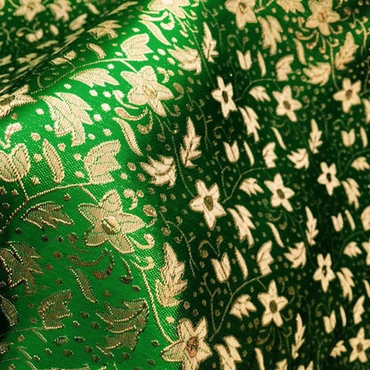 Green Gold Thread Pentagram Jacquard Fabric