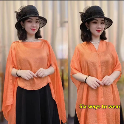 Solid Color Vacation Style Fashionable All-match Sunscreen Pullover Scarf Shawl