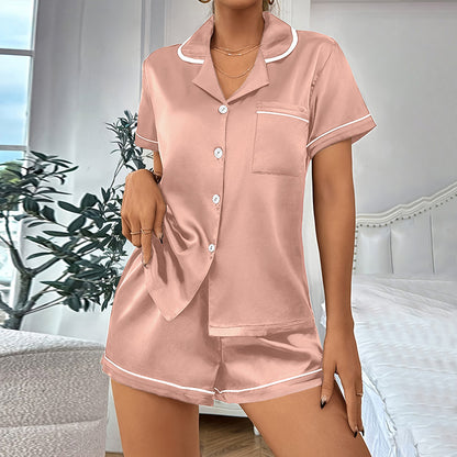 Casual Pajamas Women's Artificial Silk Soft Double Short Lapel
