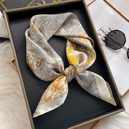 Black And White Striped Small Square Towel Silk Scarf Women's Headscarf Spring And Autumn