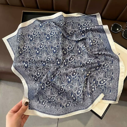 Black And White Striped Small Square Towel Silk Scarf Women's Headscarf Spring And Autumn
