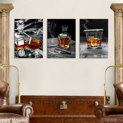 Vodka Wine Glass Still Life Triple Oil Painting Living Room Background Pendant