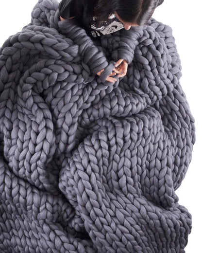 Hand Knitted Wool Blanket