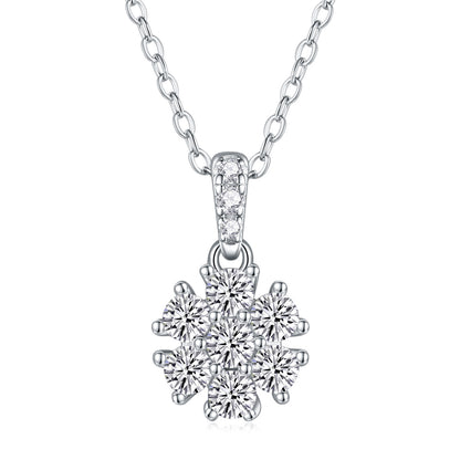 Snowflake Dance - A Fashionable And Luxurious Diamond Jewelry Pendant Set With Moissanite S925 Sterling Silver And Platinum Plating
