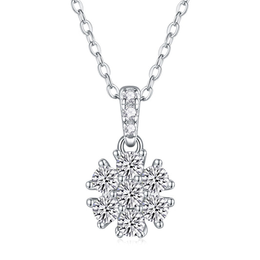 Snowflake Dance - A Fashionable And Luxurious Diamond Jewelry Pendant Set With Moissanite S925 Sterling Silver And Platinum Plating
