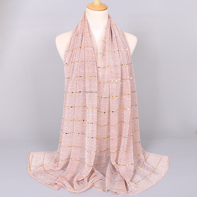 New Women's Lamp Wick Silk Sequined Scarf